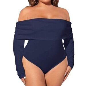 [SHEIN Curve] Navy off the shoulder bodysuit - Size 0XL